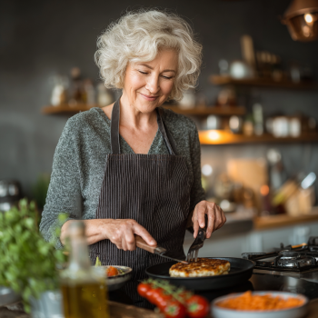 Літня жінка з здоровою їжею
